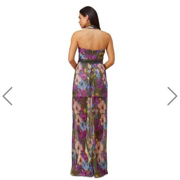 Aidan Mattox Purple and Blue Halter Slit Maxi Gown - Picture 2 of 14